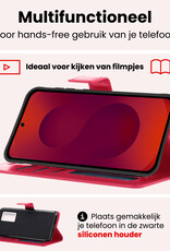 NoXx NoXx Samsung Galaxy S25 Hoesje Bookcase Met 2x Screenprotector - Donkerroze