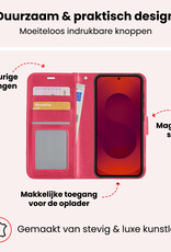 NoXx NoXx Samsung Galaxy S25 Hoesje Bookcase Met 2x Screenprotector - Donkerroze