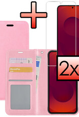 NoXx NoXx Samsung Galaxy S25 Hoesje Bookcase Met 2x Screenprotector - Lichtroze