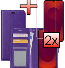 NoXx NoXx Samsung Galaxy S25 Hoesje Bookcase Met 2x Screenprotector - Paars