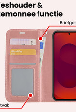 NoXx NoXx Samsung Galaxy S25 Hoesje Bookcase Met 2x Screenprotector - Rose Goud