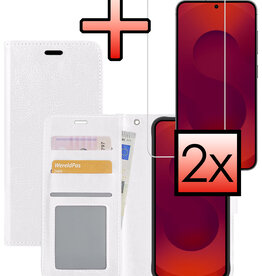 NoXx NoXx Samsung Galaxy S25 Hoesje Bookcase Met 2x Screenprotector - Wit
