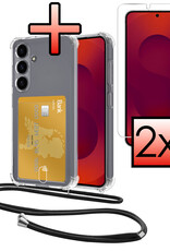 NoXx NoXx Samsung Galaxy S25 Plus Hoesje Pashouder met Koord Met 2x Screenprotector