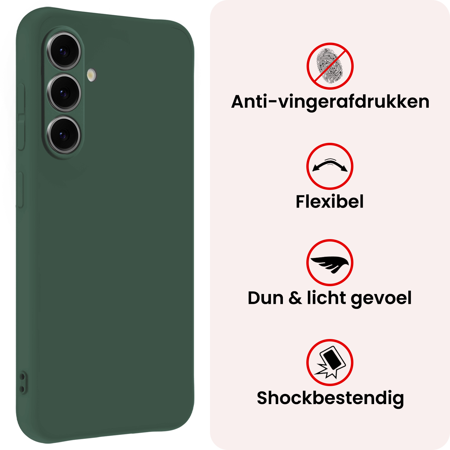 NoXx NoXx Samsung Galaxy S25 Plus Hoesje Siliconen Met Screenprotector - Donkergroen