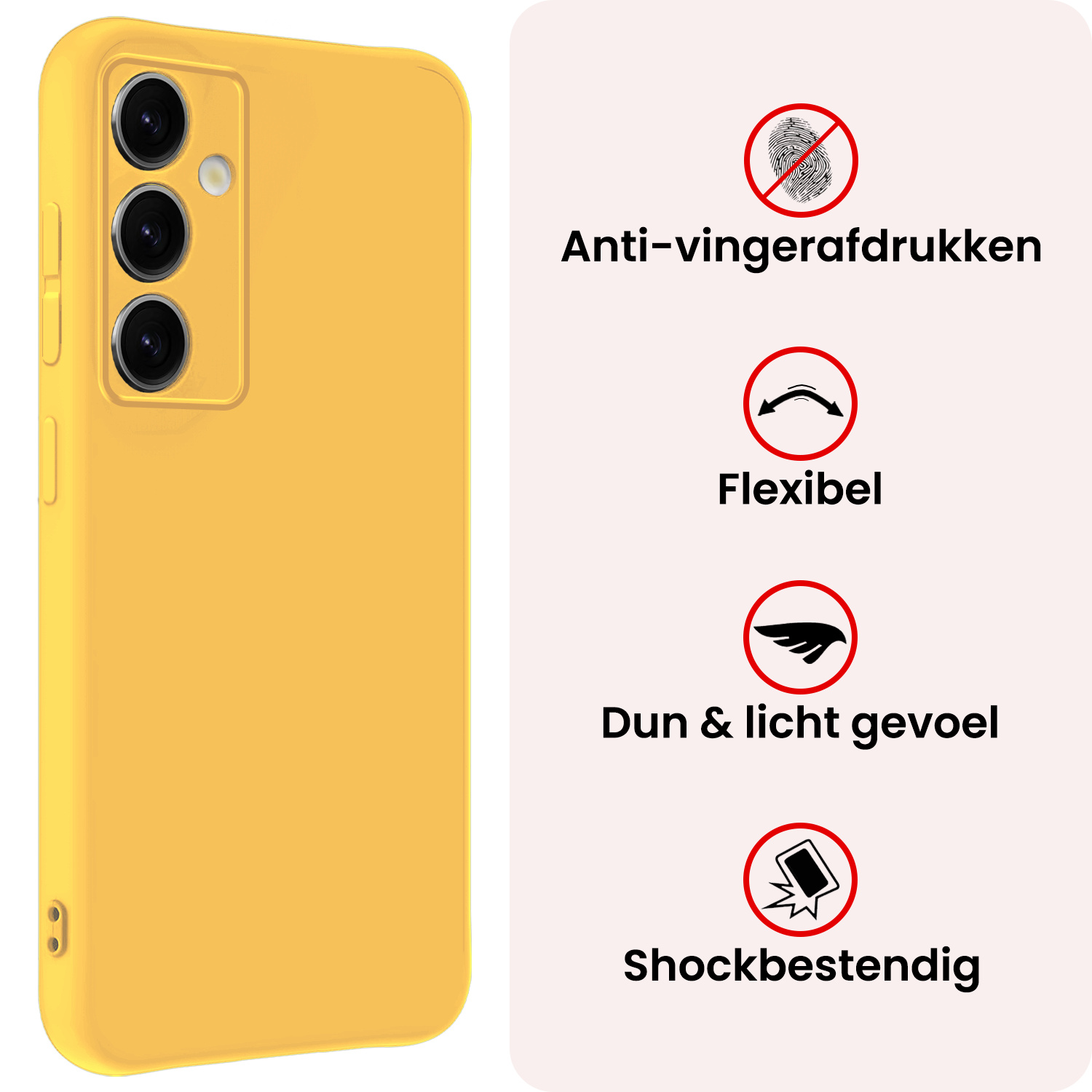 NoXx NoXx Samsung Galaxy S25 Plus Hoesje Siliconen Met Screenprotector - Geel
