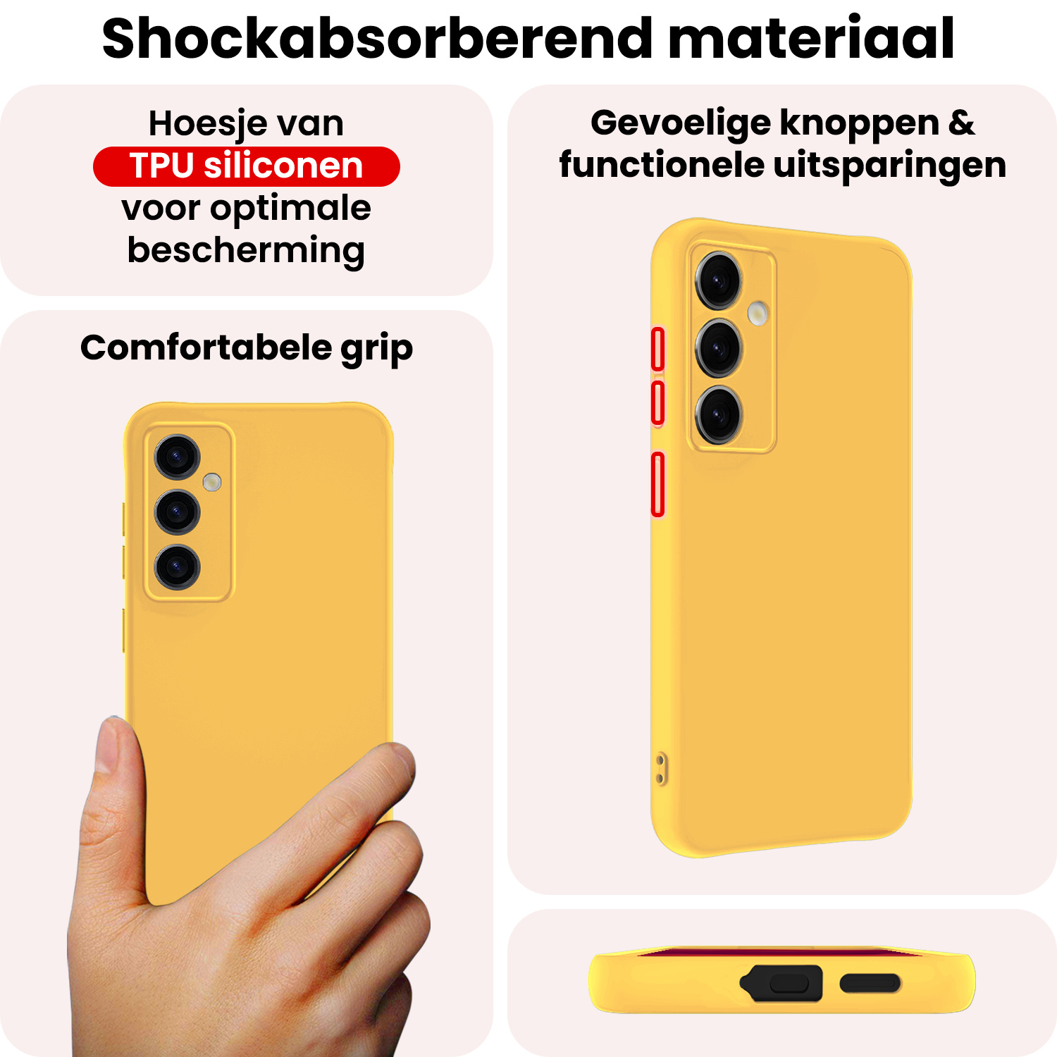 NoXx NoXx Samsung Galaxy S25 Plus Hoesje Siliconen Met Screenprotector - Geel