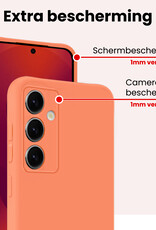 NoXx NoXx Samsung Galaxy S25 Plus Hoesje Siliconen Met Screenprotector - Perzik