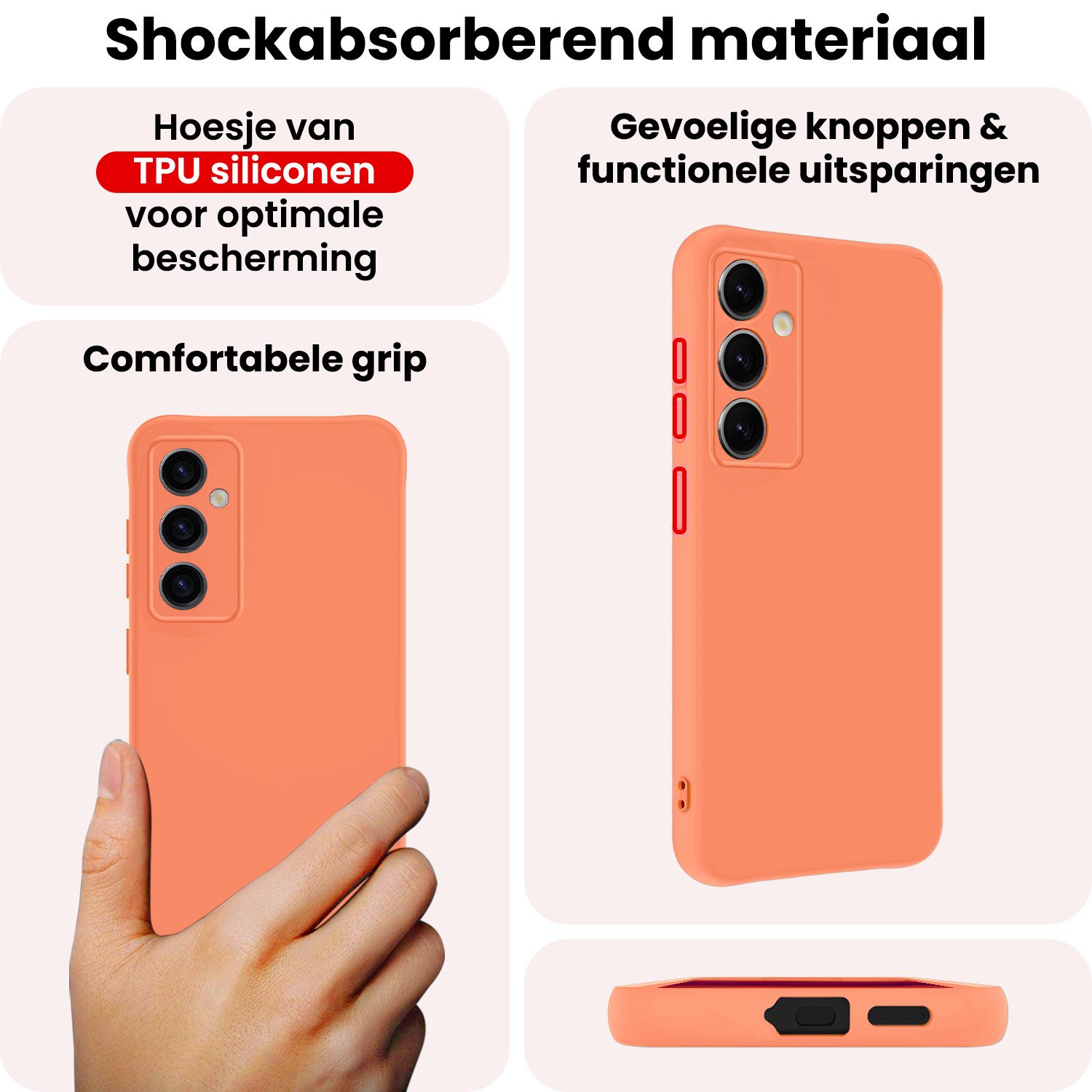 NoXx NoXx Samsung Galaxy S25 Plus Hoesje Siliconen Met Screenprotector - Perzik