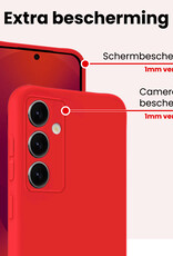 NoXx NoXx Samsung Galaxy S25 Plus Hoesje Siliconen Met Screenprotector - Rood