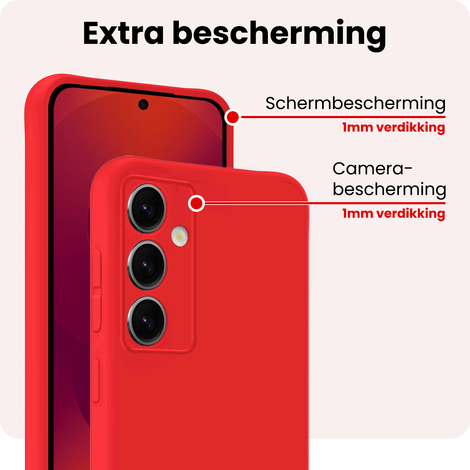 NoXx NoXx Samsung Galaxy S25 Plus Hoesje Siliconen Met Screenprotector - Rood