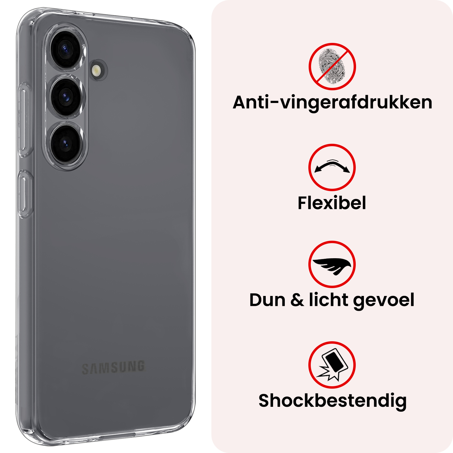 NoXx NoXx Samsung Galaxy S25 Plus Hoesje Siliconen Met Screenprotector - Transparant