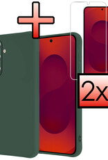 NoXx NoXx Samsung Galaxy S25 Plus Hoesje Siliconen Met 2x Screenprotector - Donkergroen