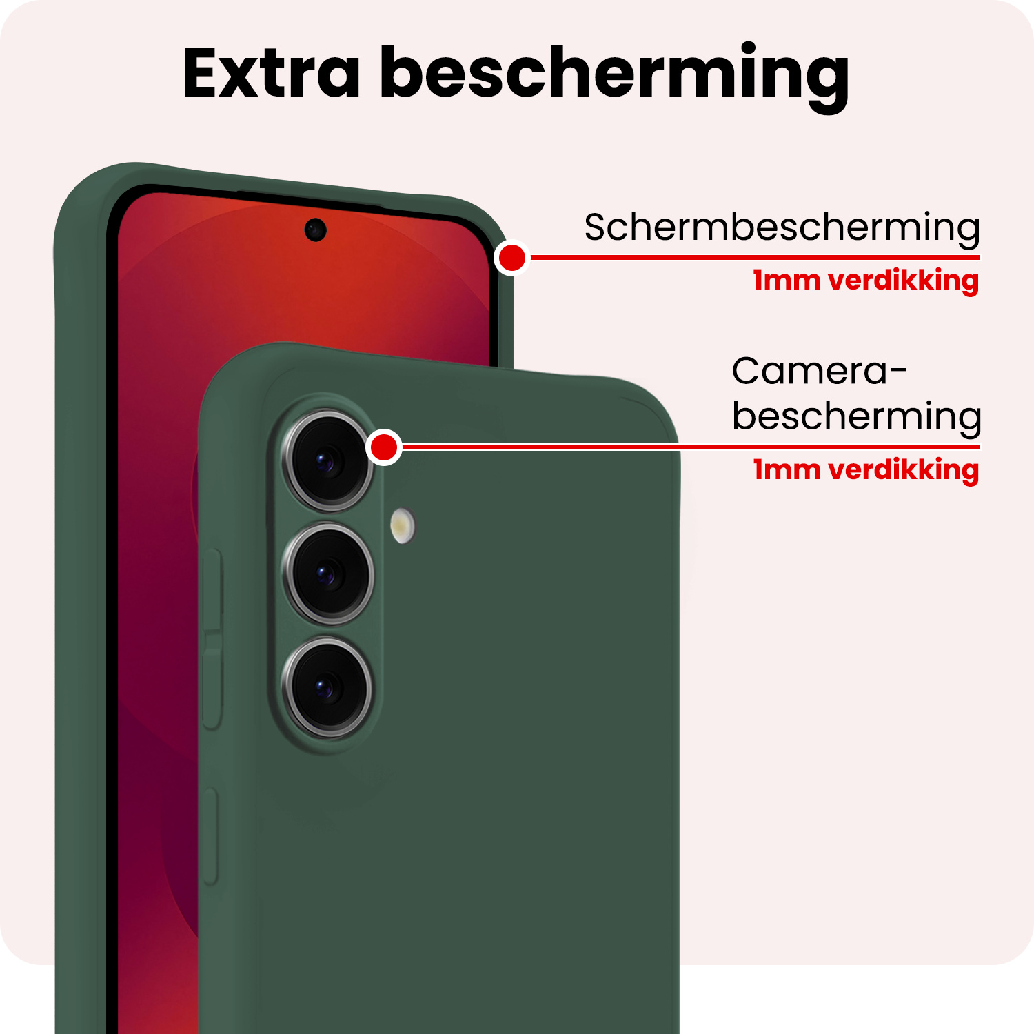 NoXx NoXx Samsung Galaxy S25 Plus Hoesje Siliconen Met 2x Screenprotector - Donkergroen