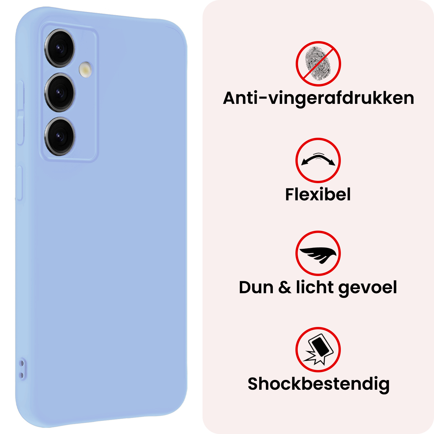 NoXx NoXx Samsung Galaxy S25 Plus Hoesje Siliconen Met 2x Screenprotector - Lichtblauw