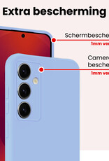 NoXx NoXx Samsung Galaxy S25 Plus Hoesje Siliconen Met 2x Screenprotector - Lichtblauw