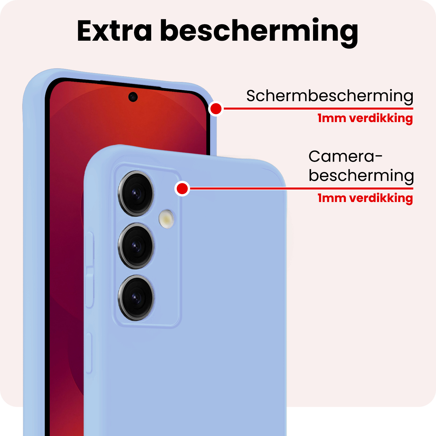 NoXx NoXx Samsung Galaxy S25 Plus Hoesje Siliconen Met 2x Screenprotector - Lichtblauw