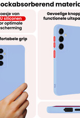 NoXx NoXx Samsung Galaxy S25 Plus Hoesje Siliconen Met 2x Screenprotector - Lichtblauw