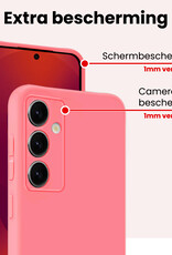 NoXx NoXx Samsung Galaxy S25 Plus Hoesje Siliconen Met 2x Screenprotector - Lichtroze