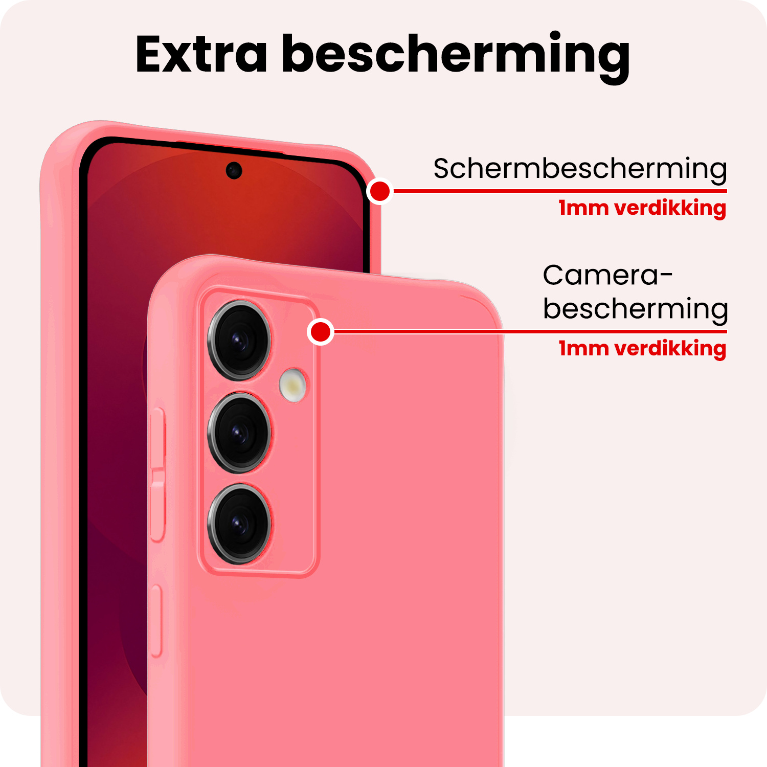 NoXx NoXx Samsung Galaxy S25 Plus Hoesje Siliconen Met 2x Screenprotector - Lichtroze