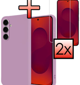 NoXx NoXx Samsung Galaxy S25 Plus Hoesje Siliconen Met 2x Screenprotector - Lila