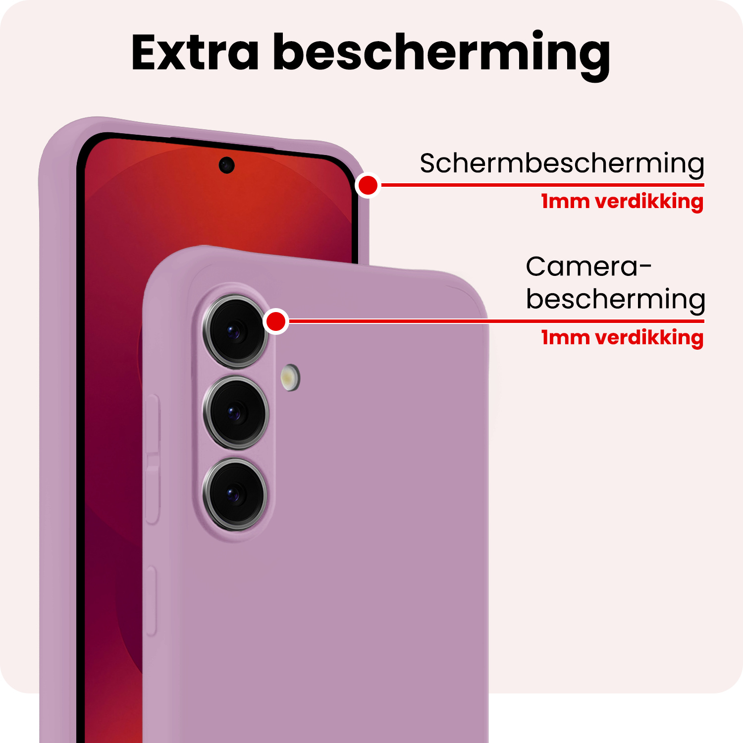 NoXx NoXx Samsung Galaxy S25 Plus Hoesje Siliconen Met 2x Screenprotector - Lila