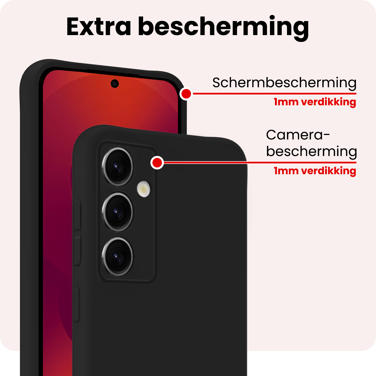 NoXx NoXx Samsung Galaxy S25 Plus Hoesje Siliconen Met 2x Screenprotector - Zwart