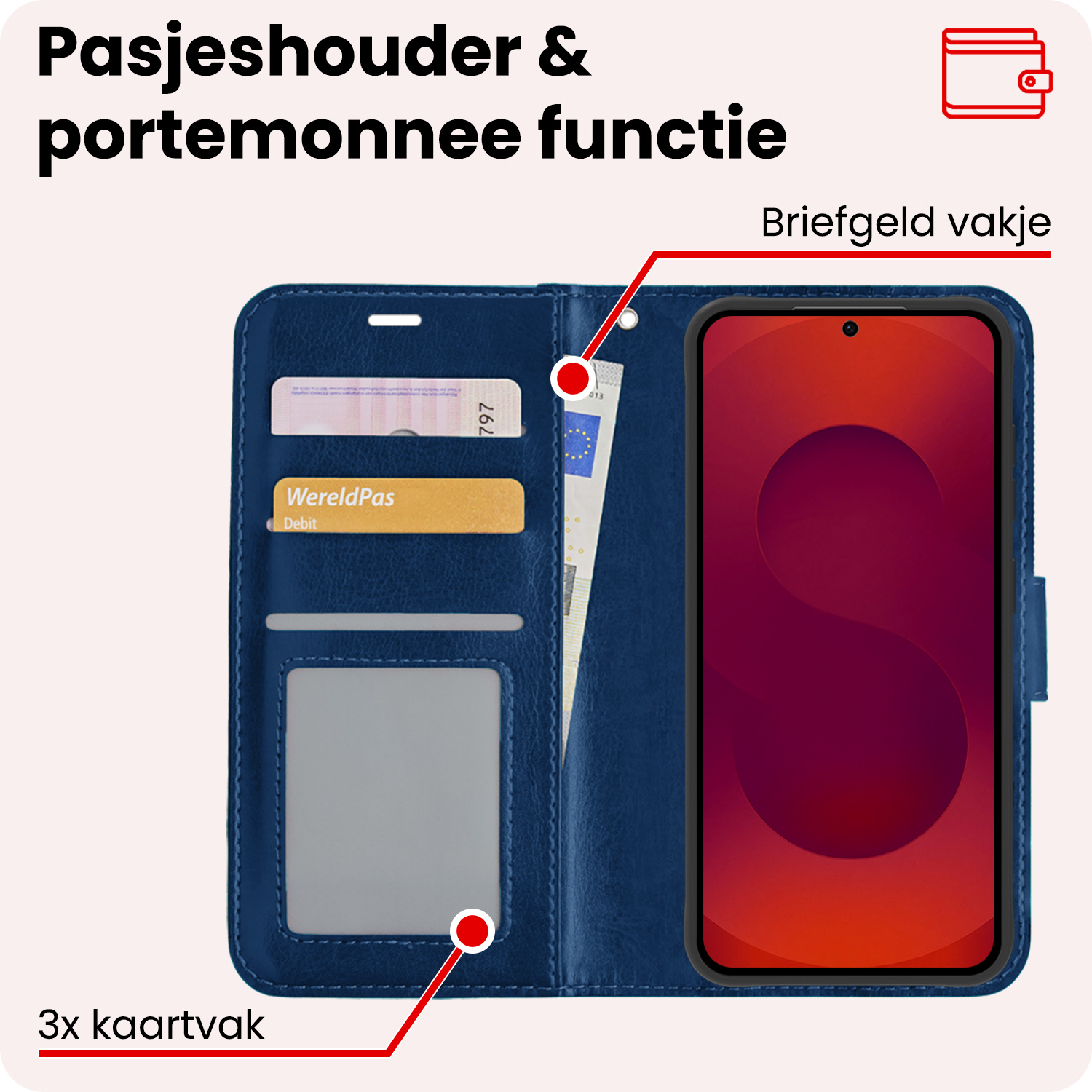 NoXx NoXx Samsung Galaxy S25 Plus Hoesje Bookcase - Donkerblauw