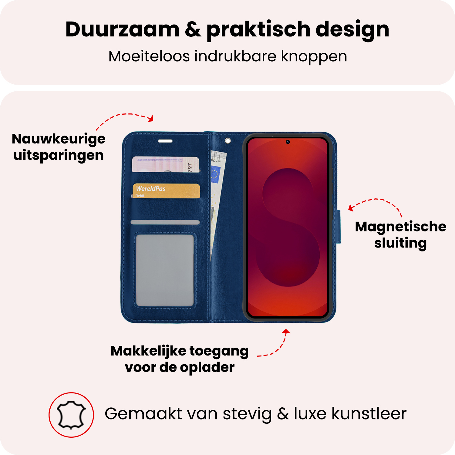 NoXx NoXx Samsung Galaxy S25 Plus Hoesje Bookcase - Donkerblauw