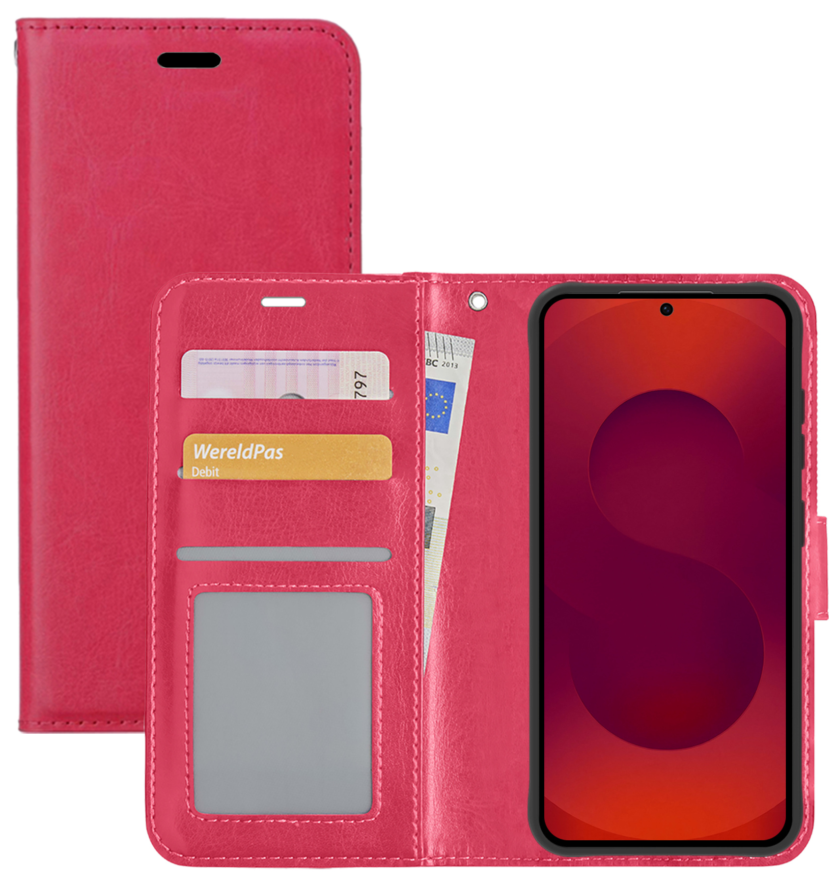 NoXx NoXx Samsung Galaxy S25 Plus Hoesje Bookcase - Donkerroze