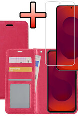 NoXx NoXx Samsung Galaxy S25 Plus Hoesje Bookcase Met Screenprotector - Donkerroze