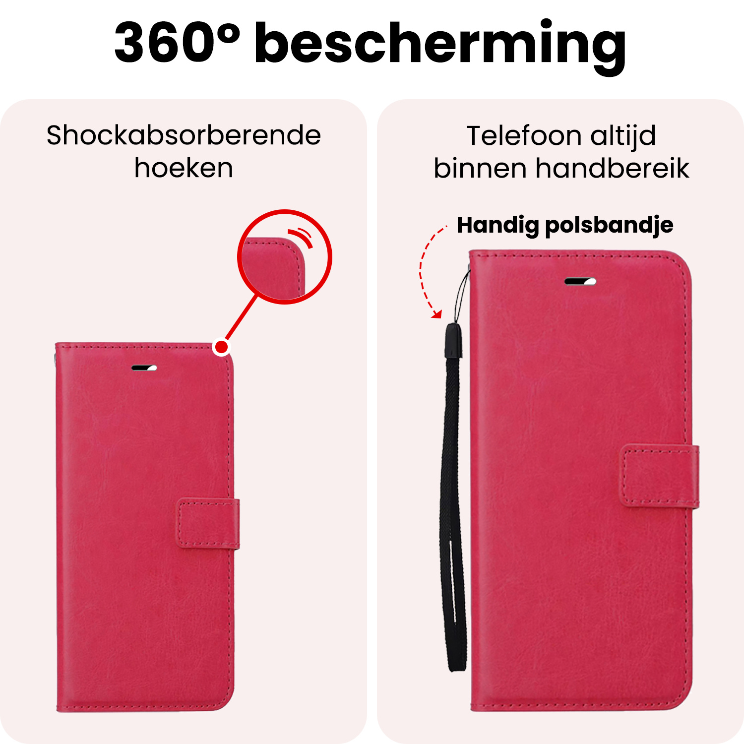 NoXx NoXx Samsung Galaxy S25 Plus Hoesje Bookcase Met Screenprotector - Donkerroze
