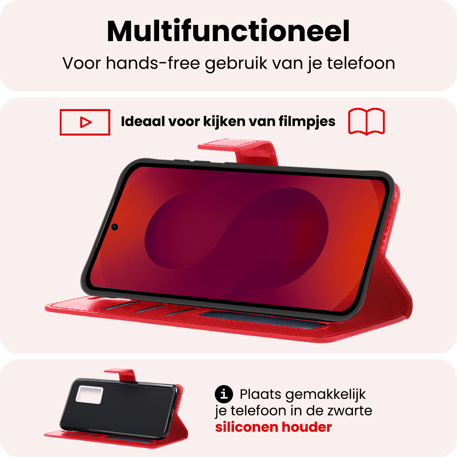 NoXx NoXx Samsung Galaxy S25 Plus Hoesje Bookcase Met Screenprotector - Rood