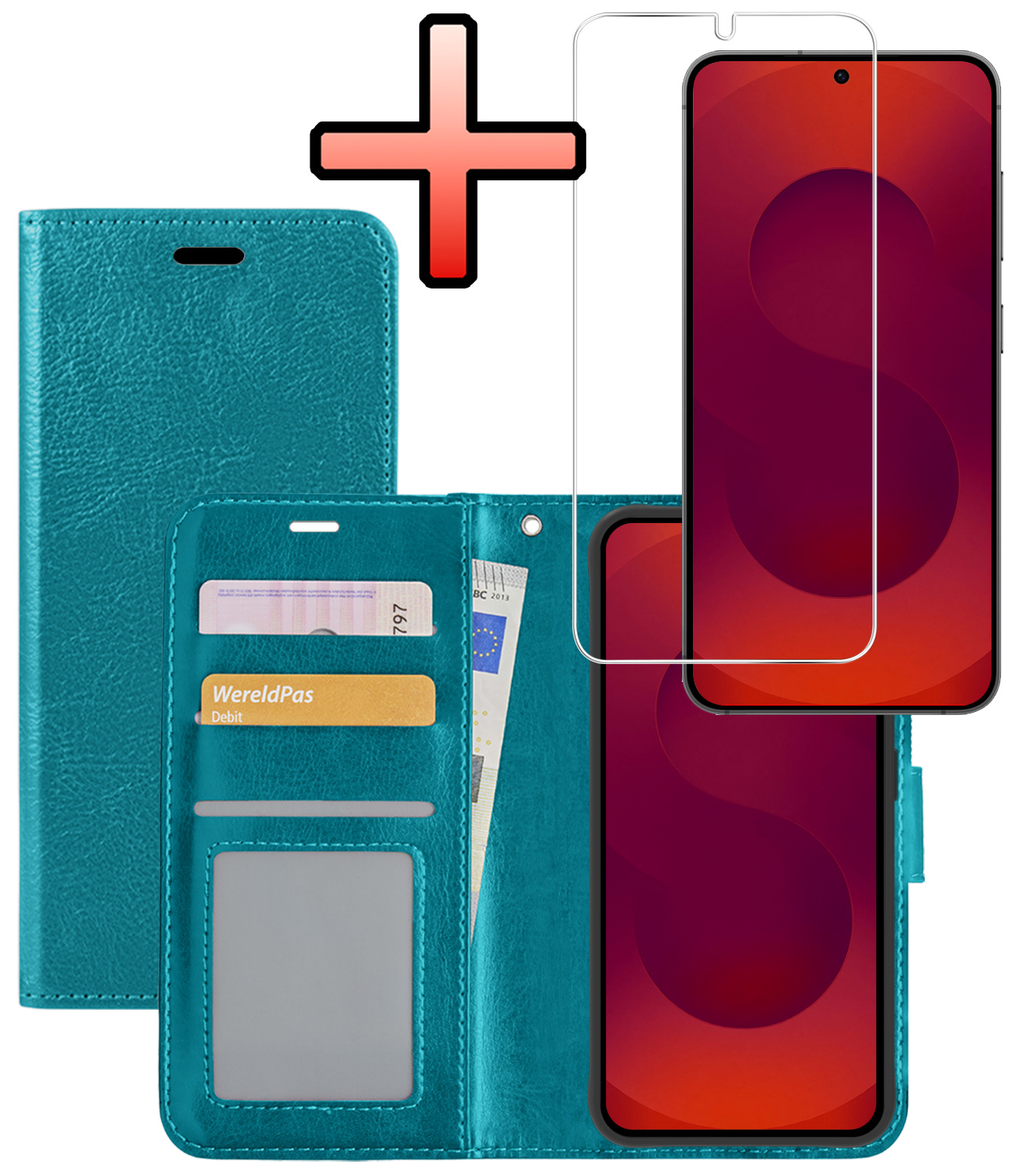 NoXx NoXx Samsung Galaxy S25 Plus Hoesje Bookcase Met Screenprotector - Turquoise