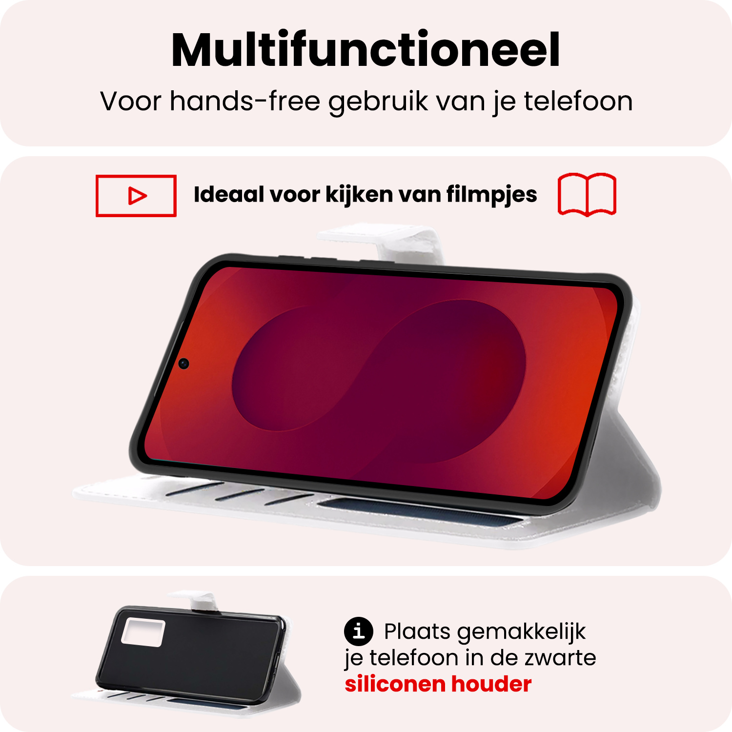 NoXx NoXx Samsung Galaxy S25 Plus Hoesje Bookcase Met Screenprotector - Wit