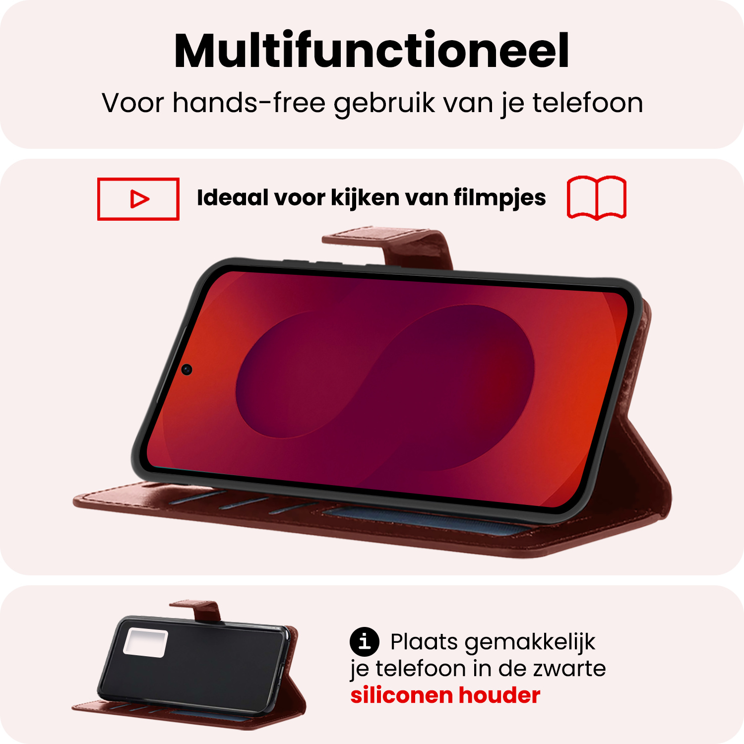 NoXx NoXx Samsung Galaxy S25 Plus Hoesje Bookcase Met 2x Screenprotector - Bruin