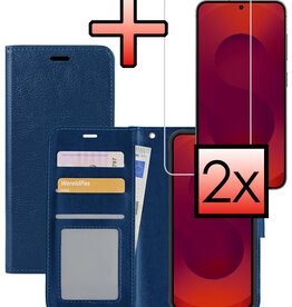 NoXx NoXx Samsung Galaxy S25 Plus Hoesje Bookcase Met 2x Screenprotector - Donkerblauw