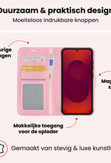 NoXx NoXx Samsung Galaxy S25 Plus Hoesje Bookcase Met 2x Screenprotector - Lichtroze