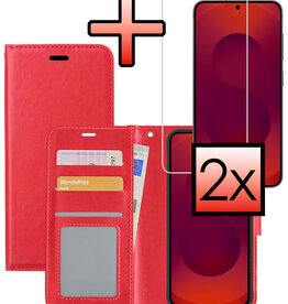 NoXx NoXx Samsung Galaxy S25 Plus Hoesje Bookcase Met 2x Screenprotector - Rood