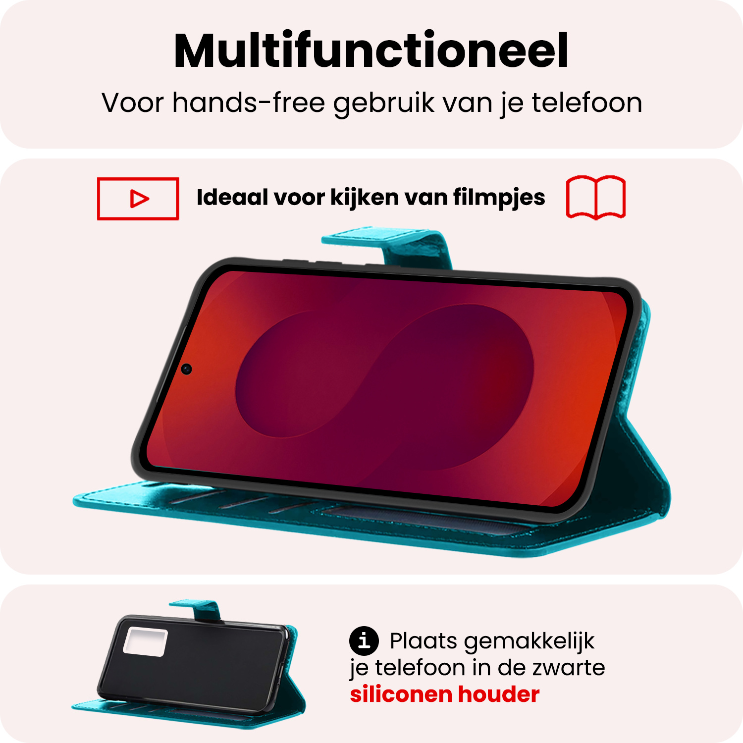 NoXx NoXx Samsung Galaxy S25 Plus Hoesje Bookcase Met 2x Screenprotector - Turquoise