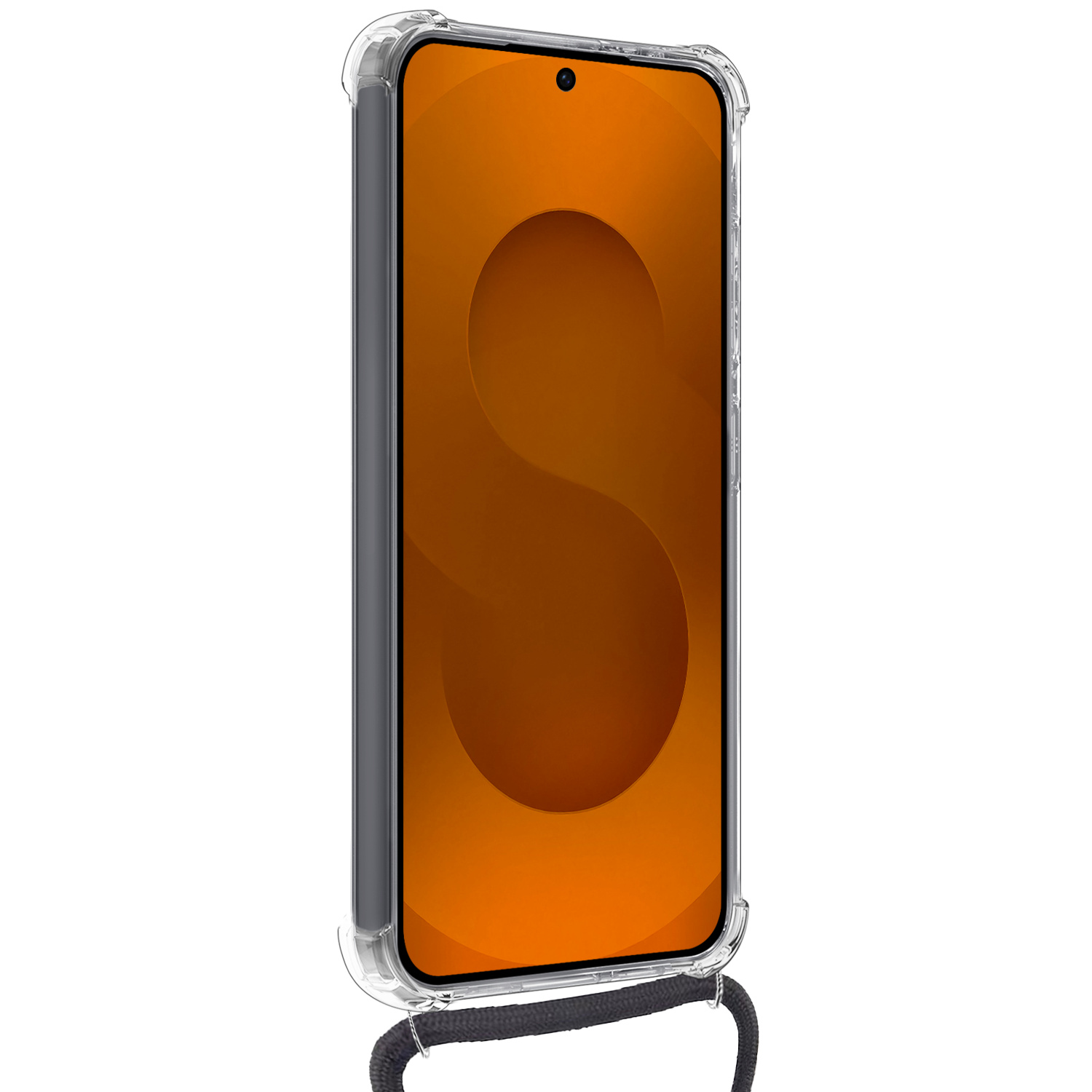 Nomfy Nomfy Samsung Galaxy S25 Hoesje Pashouder met Koord Met Screenprotector