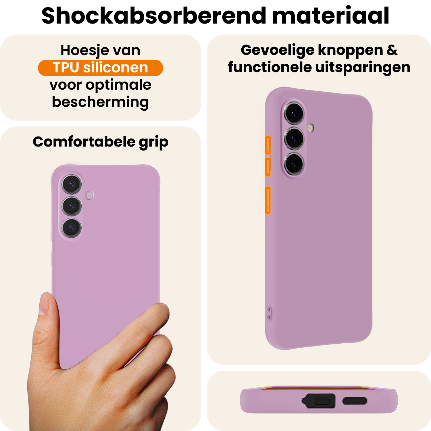 Nomfy Nomfy Samsung Galaxy S25 Hoesje Siliconen - Lila - 2 PACK