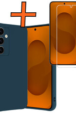 Nomfy Nomfy Samsung Galaxy S25 Hoesje Siliconen Met Screenprotector - Donkerblauw