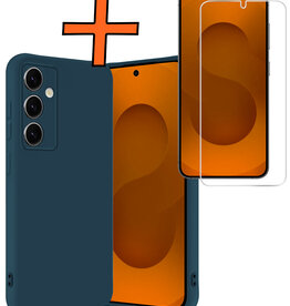 Nomfy Nomfy Samsung Galaxy S25 Hoesje Siliconen Met Screenprotector - Donkerblauw