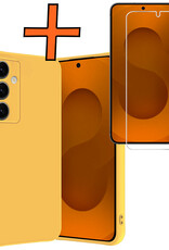 Nomfy Nomfy Samsung Galaxy S25 Hoesje Siliconen Met Screenprotector - Geel