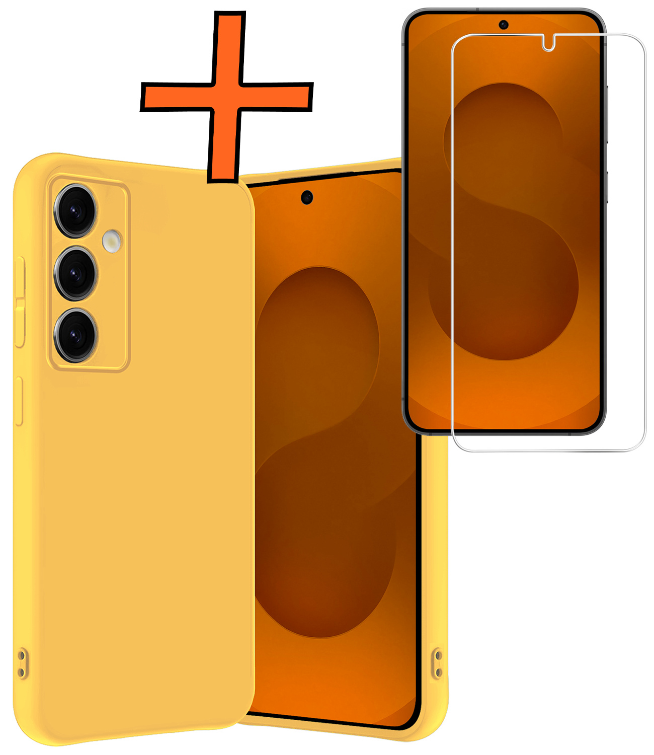 Nomfy Nomfy Samsung Galaxy S25 Hoesje Siliconen Met Screenprotector - Geel