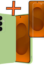 Nomfy Nomfy Samsung Galaxy S25 Hoesje Siliconen Met Screenprotector - Groen