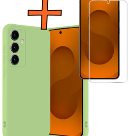 Nomfy Nomfy Samsung Galaxy S25 Hoesje Siliconen Met Screenprotector - Groen