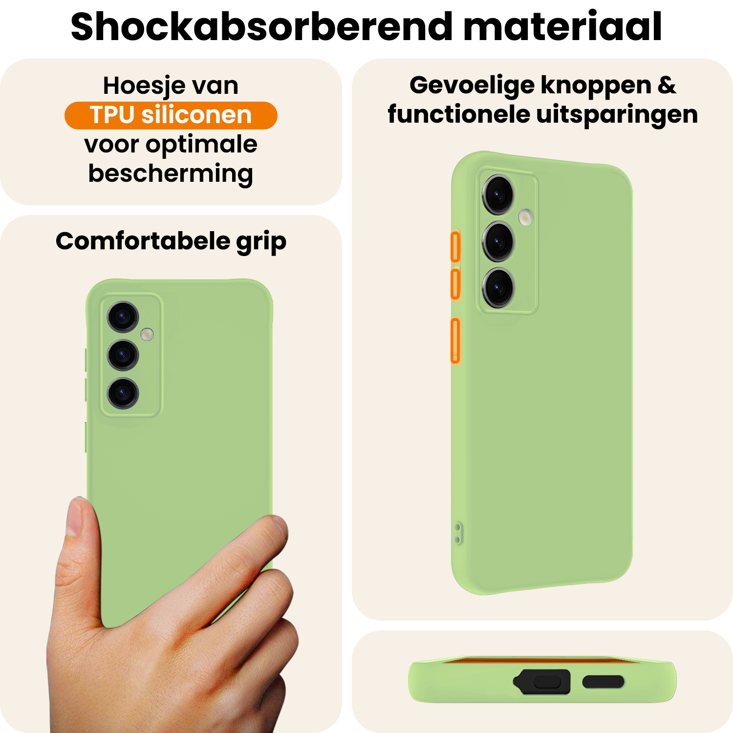 Nomfy Nomfy Samsung Galaxy S25 Hoesje Siliconen Met Screenprotector - Groen