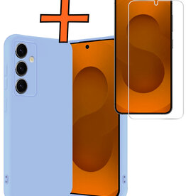 Nomfy Nomfy Samsung Galaxy S25 Hoesje Siliconen Met Screenprotector - Lichtblauw
