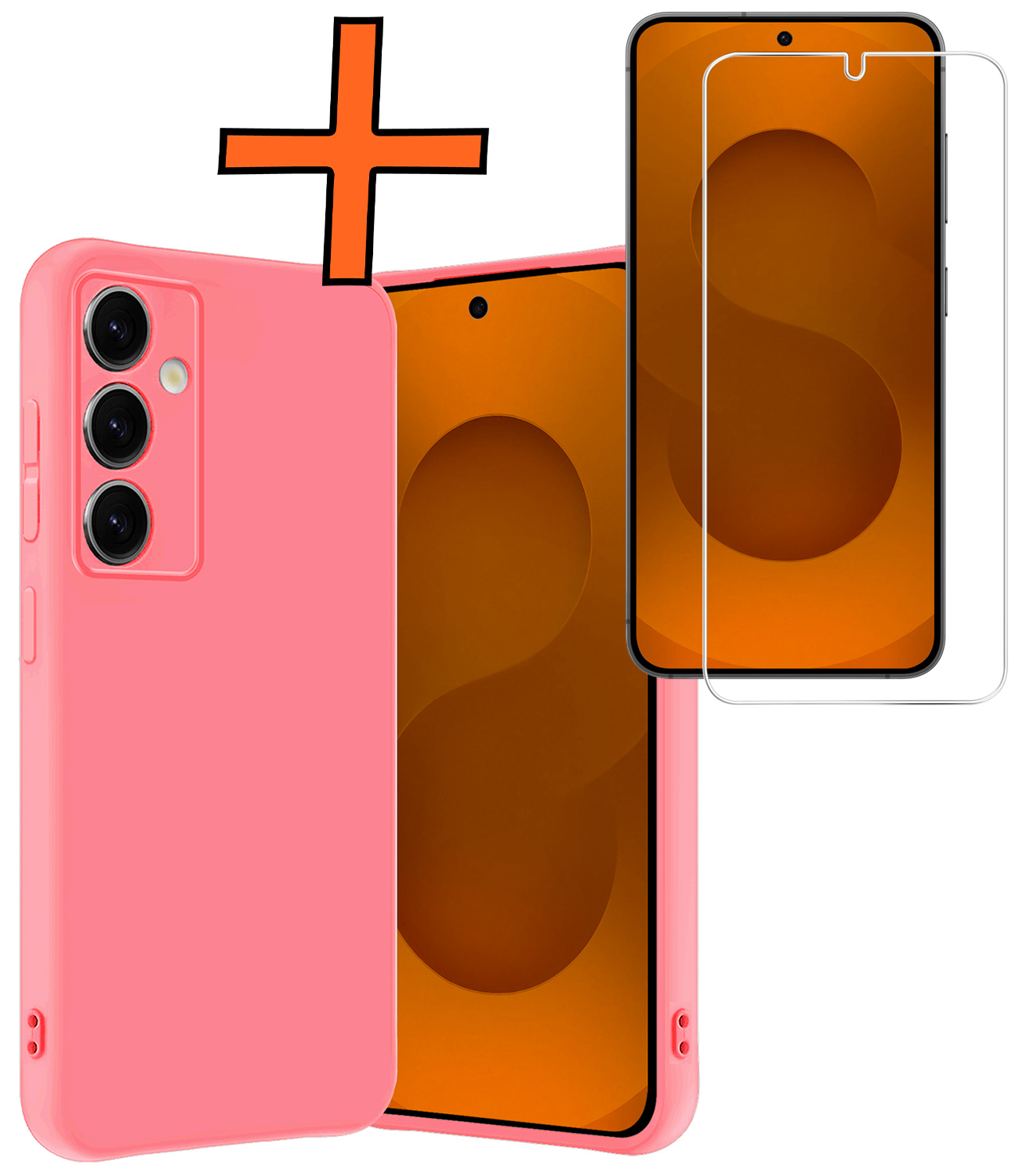 Nomfy Nomfy Samsung Galaxy S25 Hoesje Siliconen Met Screenprotector - Lichtroze